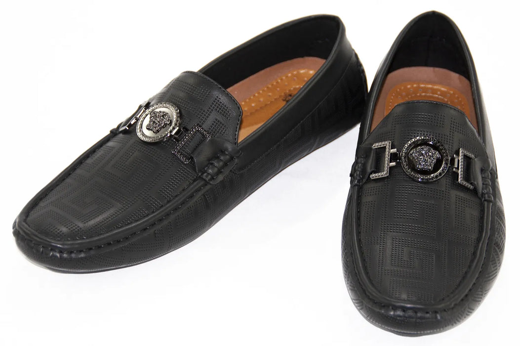 Men's Black Bit Loafer With Circular Emblem