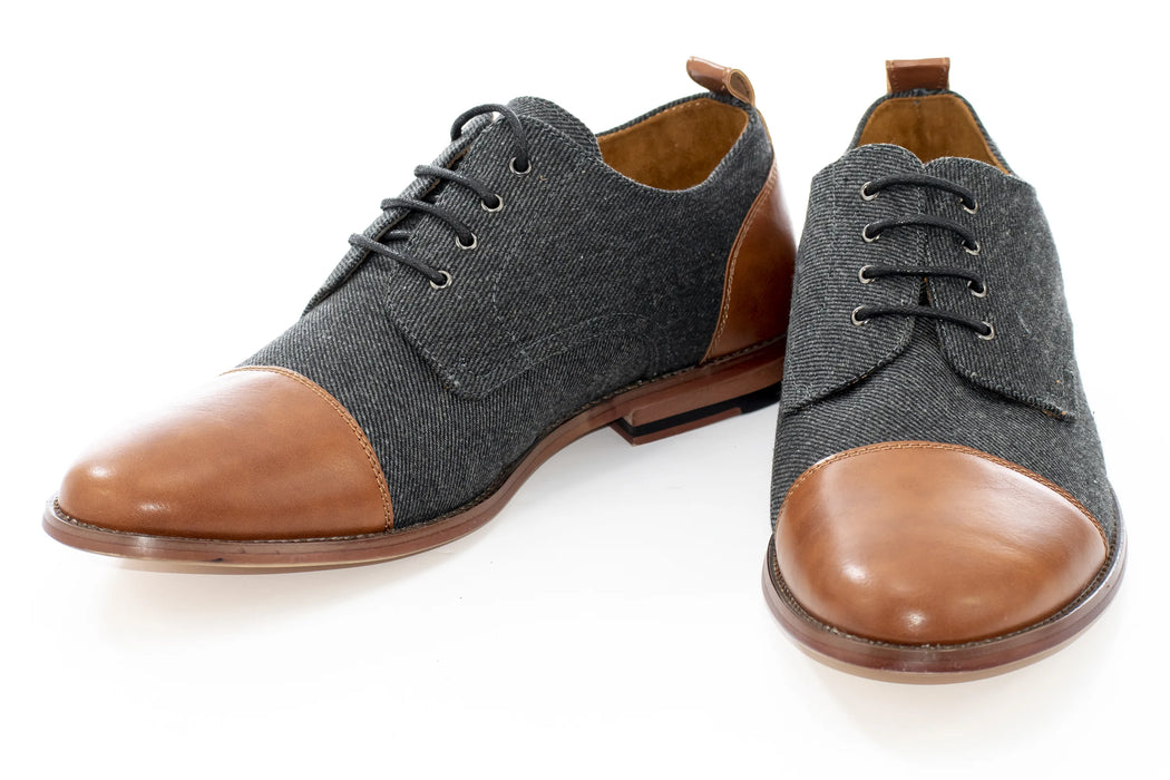 Brown Duo-Textured Lace-Up Derby