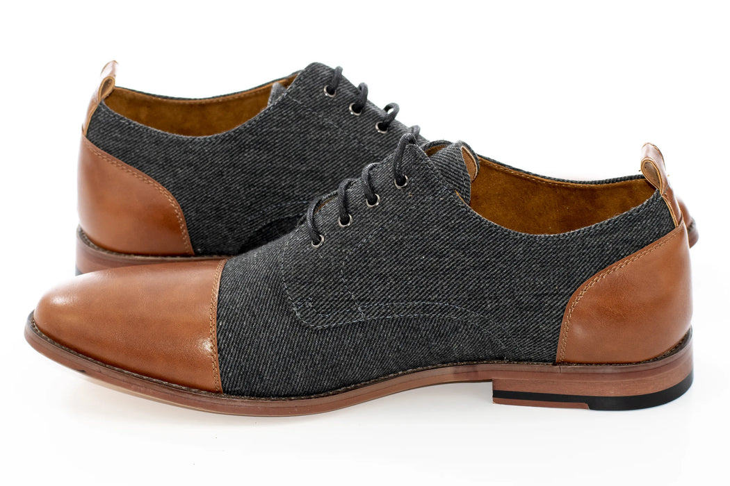 Brown Duo-Textured Lace-Up Derby