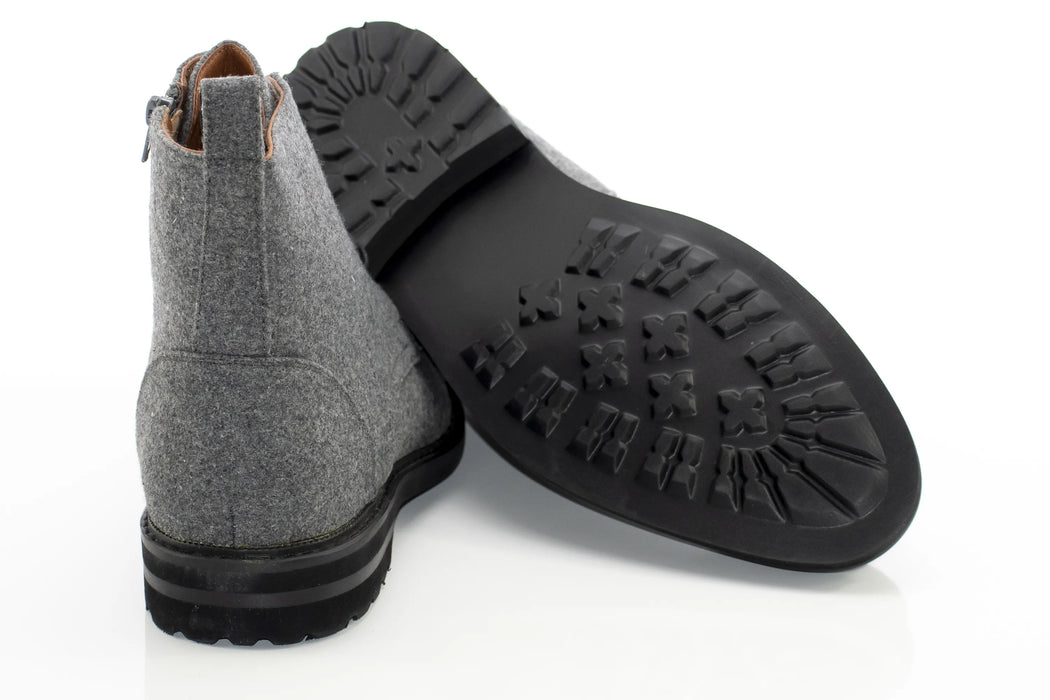 Dark Gray Wool Lace-Up Zip Boot