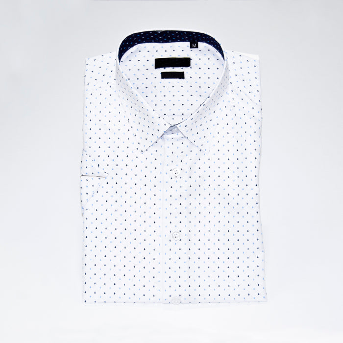 White Short Sleeve Slim-Fit Designer Shirt