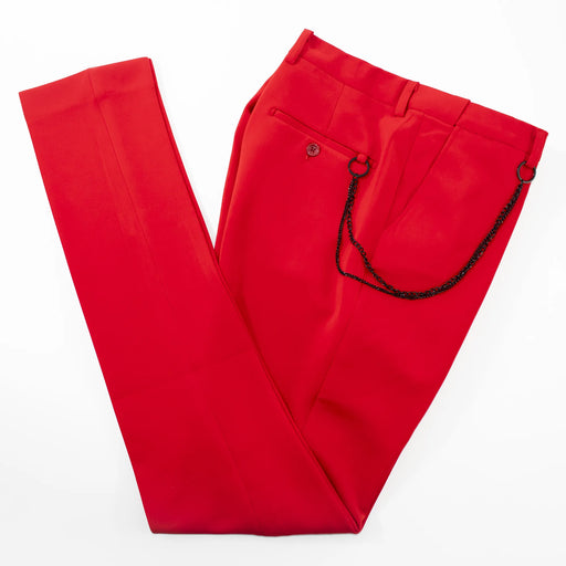 Men's Solid Red Slim-Fit Dress Pants