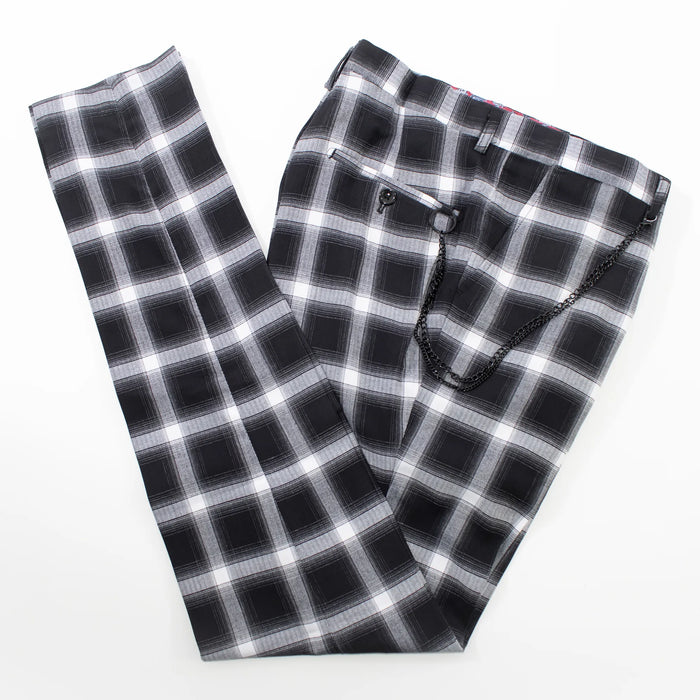 Black and White Plaid Slim-fit Designer Pants