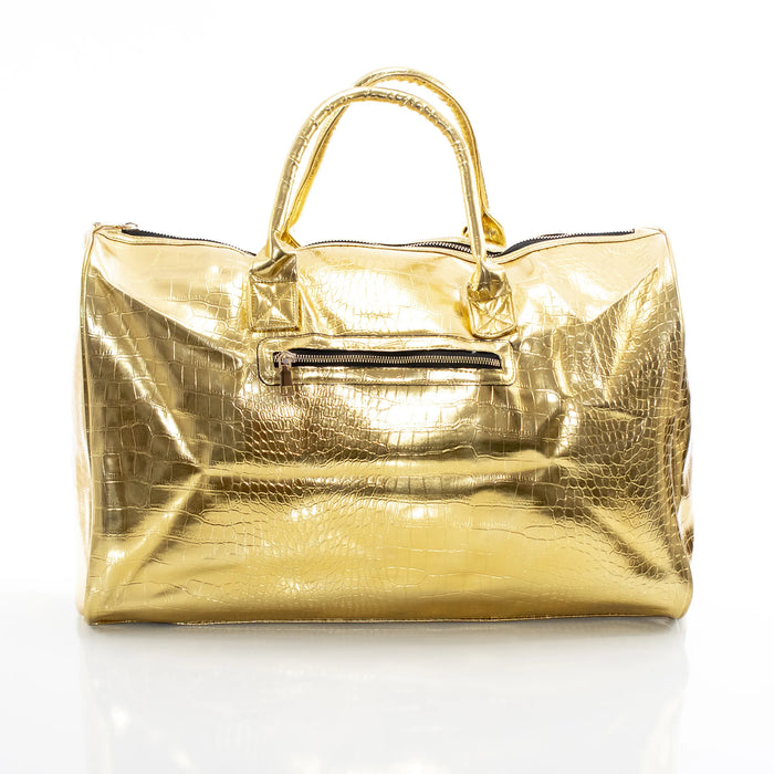 Shining Gold Leather Travel Bag