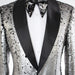 Men's Charcoal Gray Slim-Fit Sequin Dinner Jacket
