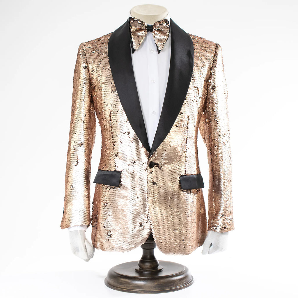 Rose Gold Sequined Slim Fit Dinner Jacket dolce vita MEN