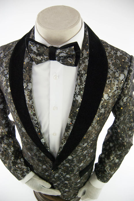 Black and Gold Paisley Sequined Dinner Jacket