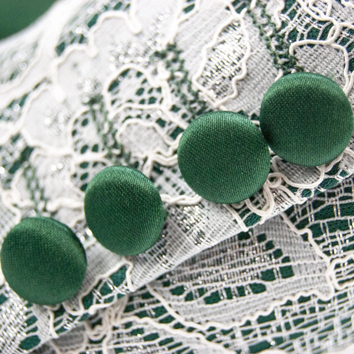 Green and White Lace Slim-Fit Dinner Jacket