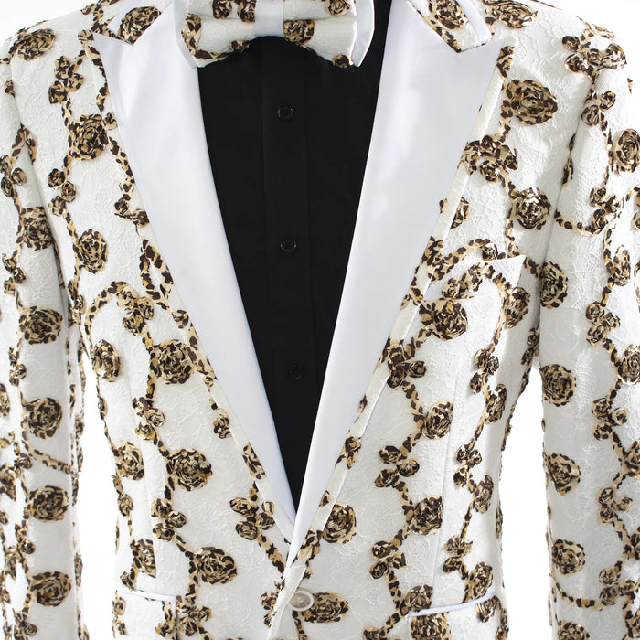 White Woven Floral Jacket