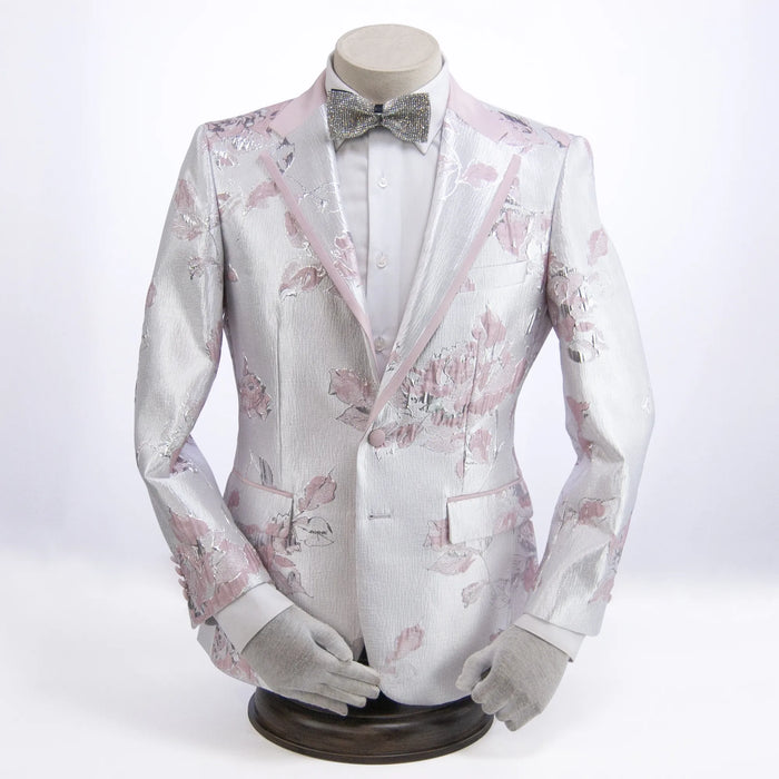 White Floral Embroidered Dinner Jacket