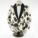 Men's Black White And Gold Floral Embroidery Dinner Jacket With Shawl Lapels