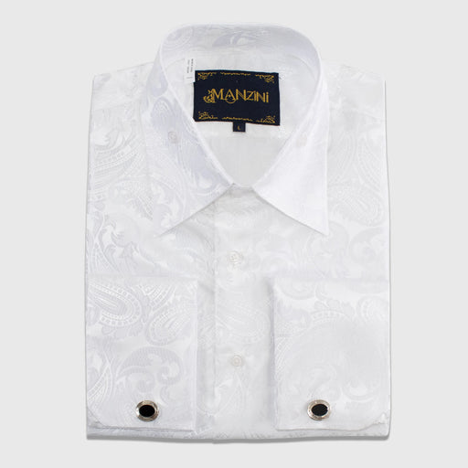 Men's White Paisley Regular-Fit Dress Shirt