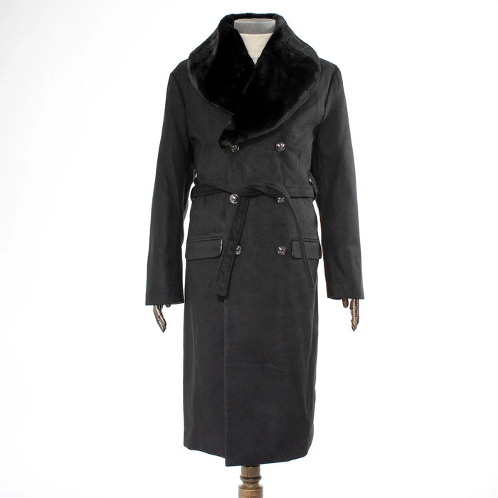 Men's Black Fur Overcoat