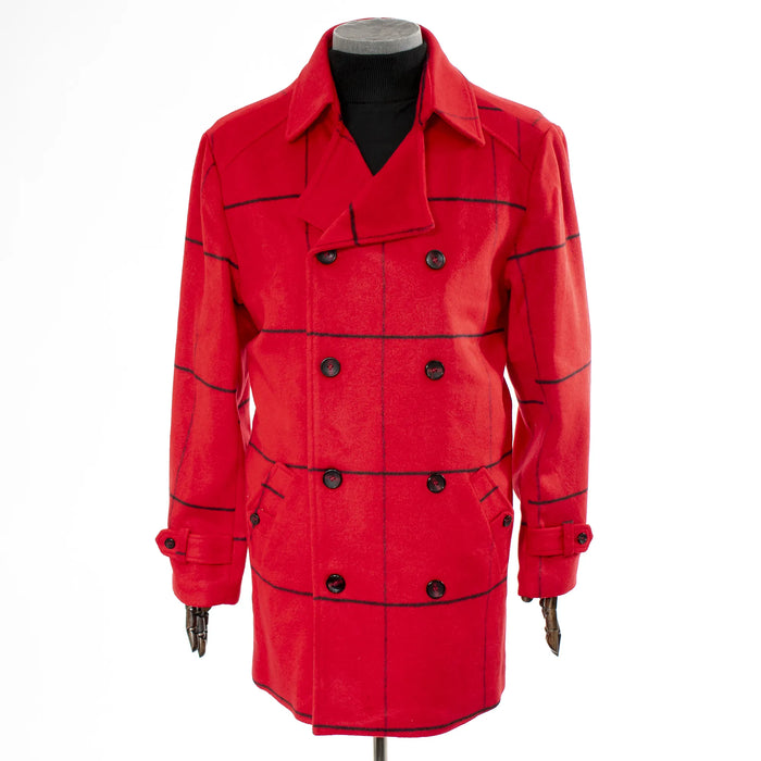 Red And Black Checked Fleece Overcoat