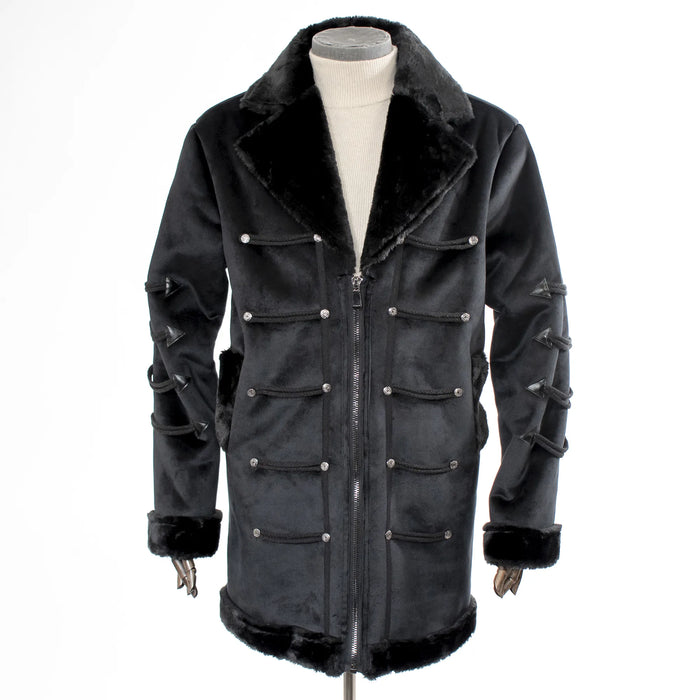 Black Polyblend Zip-Down Overcoat