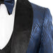 Navy Blue 3-Piece Slim-Fit Tuxedo Velvet Lapels