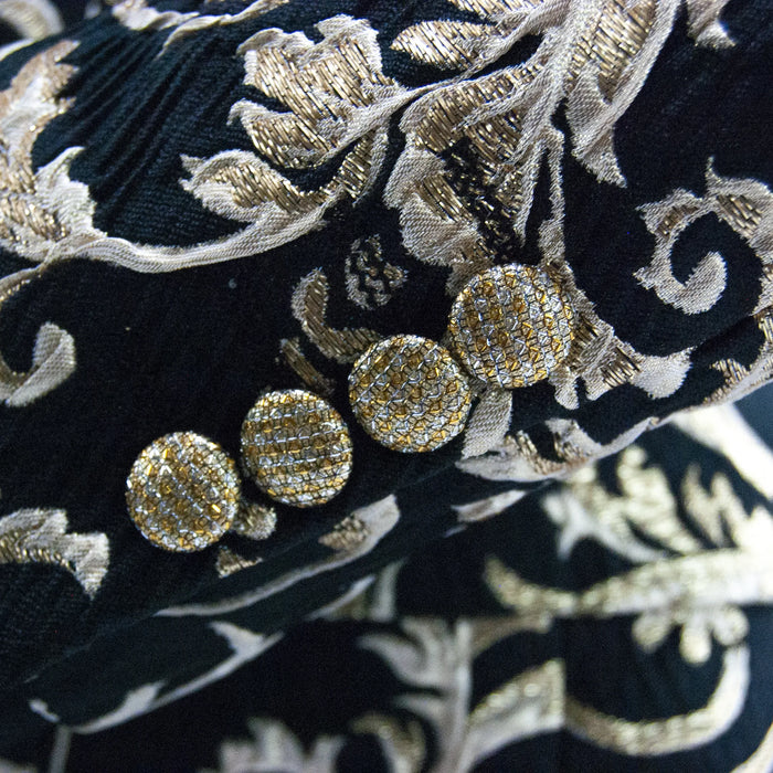 Black Golden Embroidered Baroque 2-Piece Slim-Fit Tuxedo