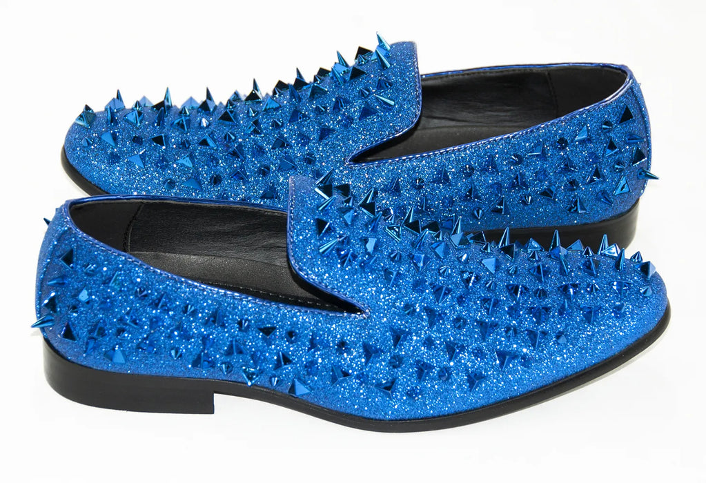 Men's Royal Blue Glittered Spike Loafer