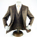 brown plaid 3-piece regular-fit suit jacket