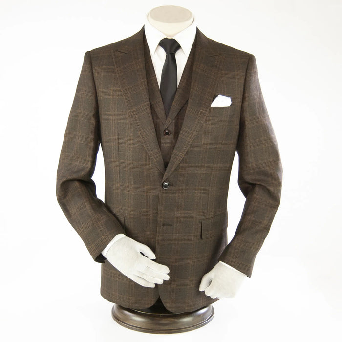 Brown Plaid 3-Piece Big & Tall Suit