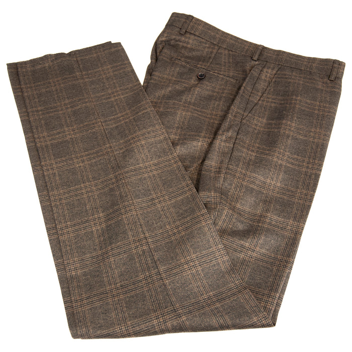 brown plaid 3-piece regular-fit pants