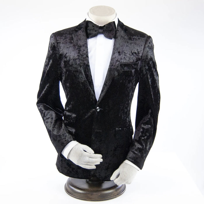 Black Crushed Velvet 2-Piece Slim-Fit Suit