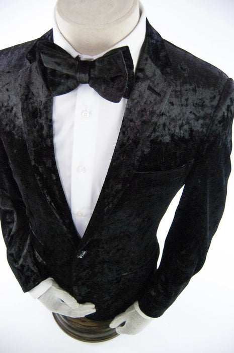 Black Crushed Velvet 2-Piece Slim-Fit Suit