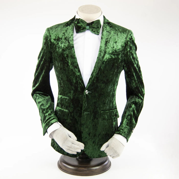Green Crushed Velvet 2-Piece Slim-Fit Suit