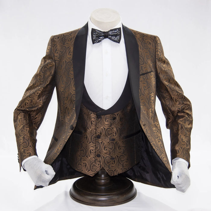 Men's Gold Paisley Slim-Fit Tuxedo Vest
