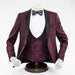 Men's Burgundy Paisley Slim-Fit Tuxedo Vest