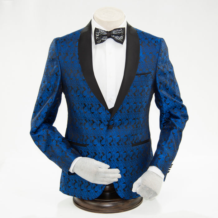 Men's Royal Blue Paisley Slim-Fit Tuxedo