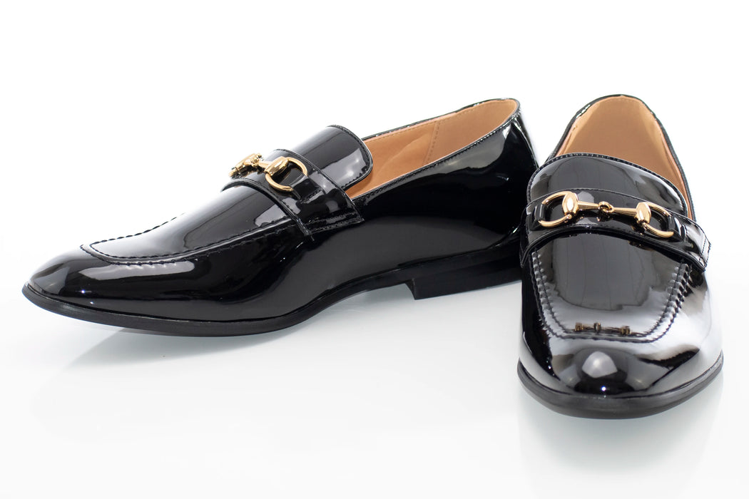 Men's Black Patent Leather Bit-Loafer Dress Shoe