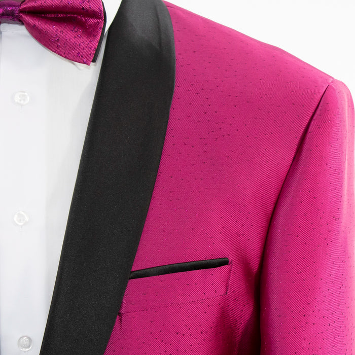 Men's Fuchsia Pink Metallic Gradient Regular-Fit Jacket Shawl Lapel