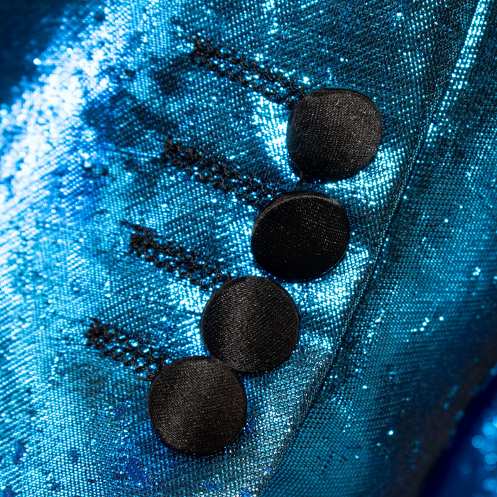 Men's Blue Metallic Gradient Regular-Fit Jacket Cuffs