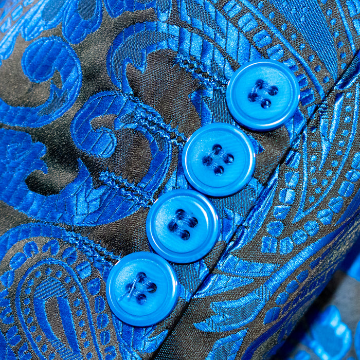 Men's Blue Paisley Modern-Fit Dinner Jacket - Button Cuffs