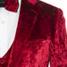 Men's Red Crushed Velvet Tuxedo Vest Notch Lapel