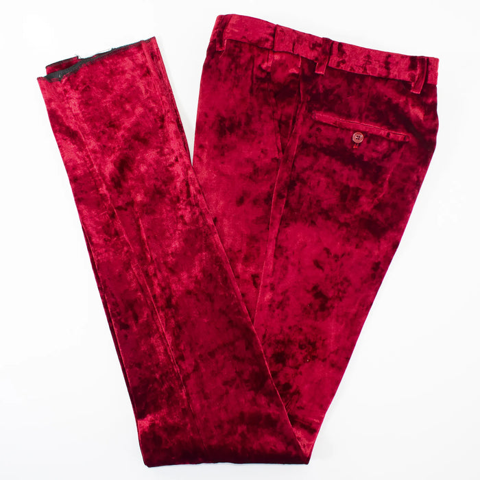 Men's Red Crushed Velvet Tuxedo Pants