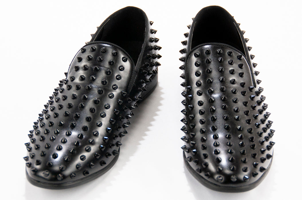 Black Spiked Loafers