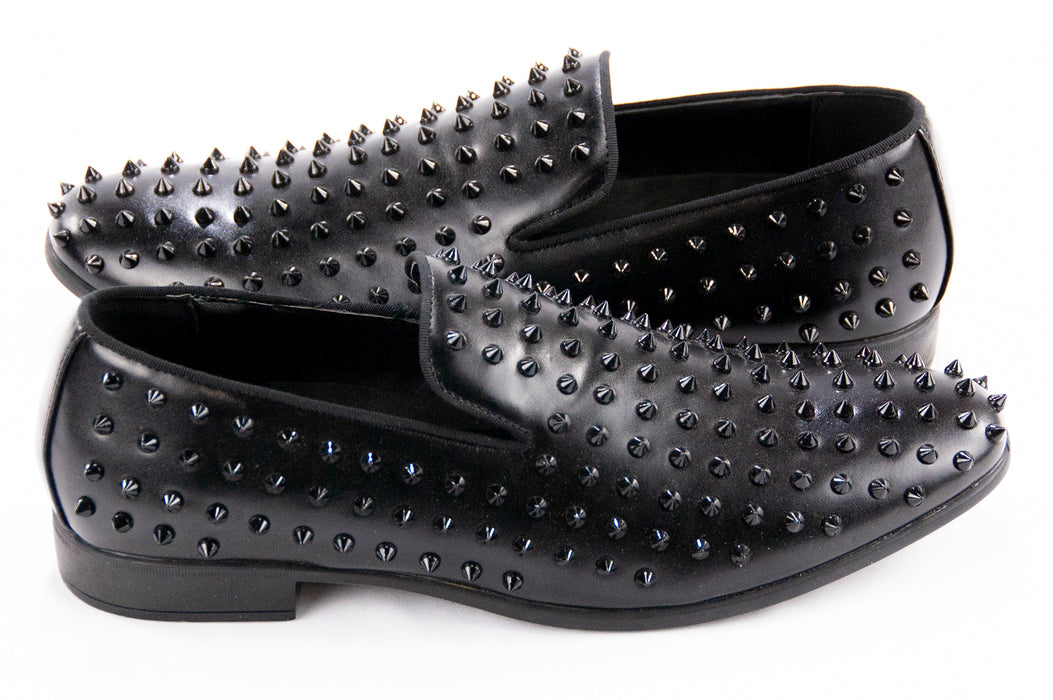 Black Spiked Loafers