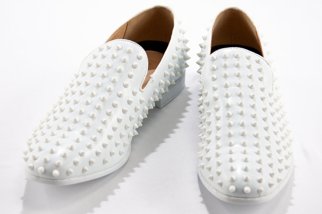 Men's White Spiked Dress Shoe