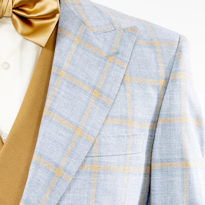 Blue Windowpane Check 3-Piece Tailored-Fit Suit