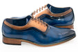 Men's Navy Blue And Brown Oxford Dress Shoe With Medallion Toe