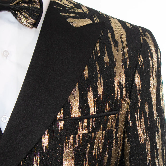 Monte | Black and Gold Splash 3-Piece Tailored-Fit Tuxedo