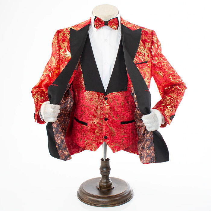 Monte | Red Paisley 3-Piece Tailored-Fit Tuxedo