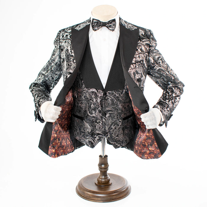 Monte | Silver Paisley 3-Piece Tailored-Fit Tuxedo