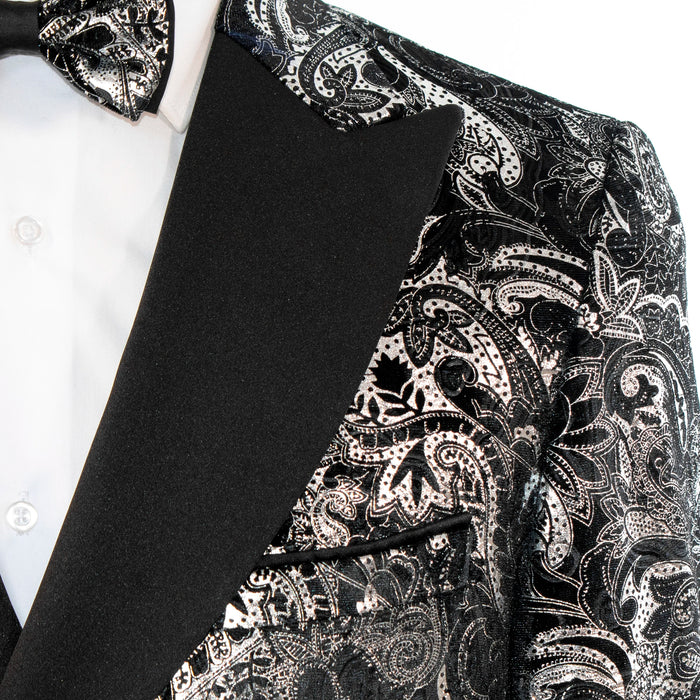 Monte | Silver Paisley 3-Piece Tailored-Fit Tuxedo