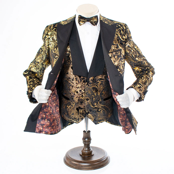 Monte | Gold Paisley 3-Piece Tailored-Fit Tuxedo