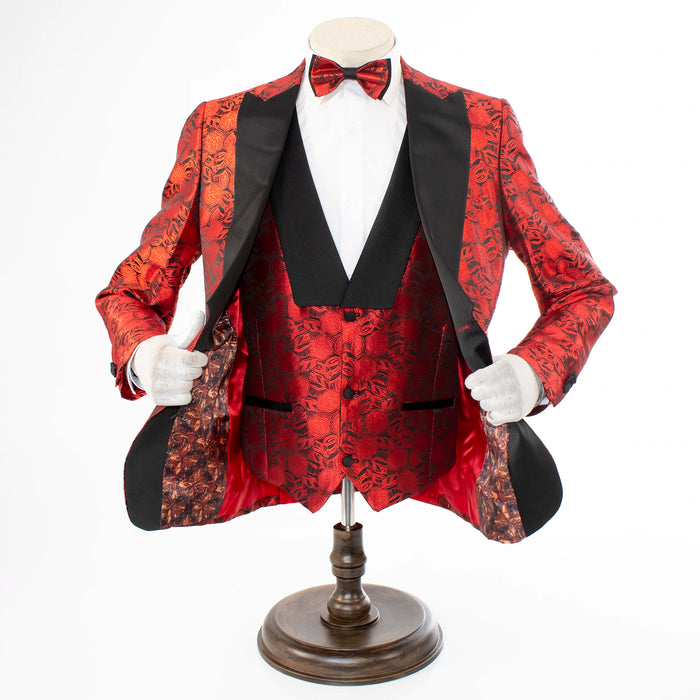 Felix | Red Floral 3-Piece Tailored-Fit Tuxedo