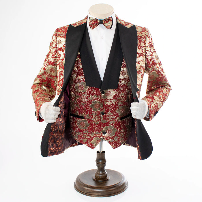 Felix | Burgundy Floral 3-Piece Tailored-Fit Tuxedo