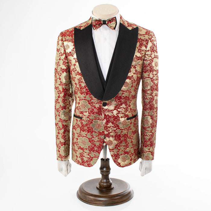 Felix | Burgundy Floral 3-Piece Tailored-Fit Tuxedo